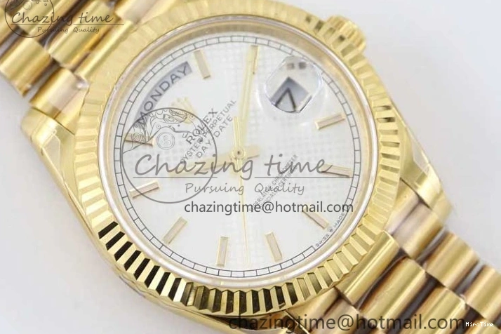 MiroTime 0121 Day Date 40mm YG 904L Steel TWF 1:1 Best Edition White Dial on YG Bracelet A FreshLook 2368